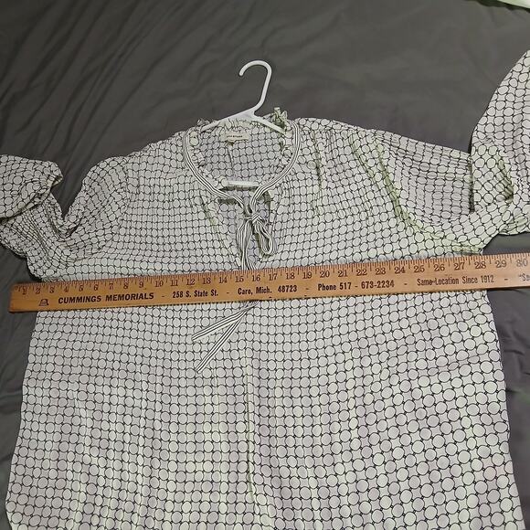 Max Studio 1X Tie-Neck Black & White Easy Care Top - Picture 9 of 14